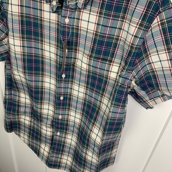 NWT J Crew Men’s Button Front Short Sleeve Shirt Green Plaid S M L - Picture 5 of 5